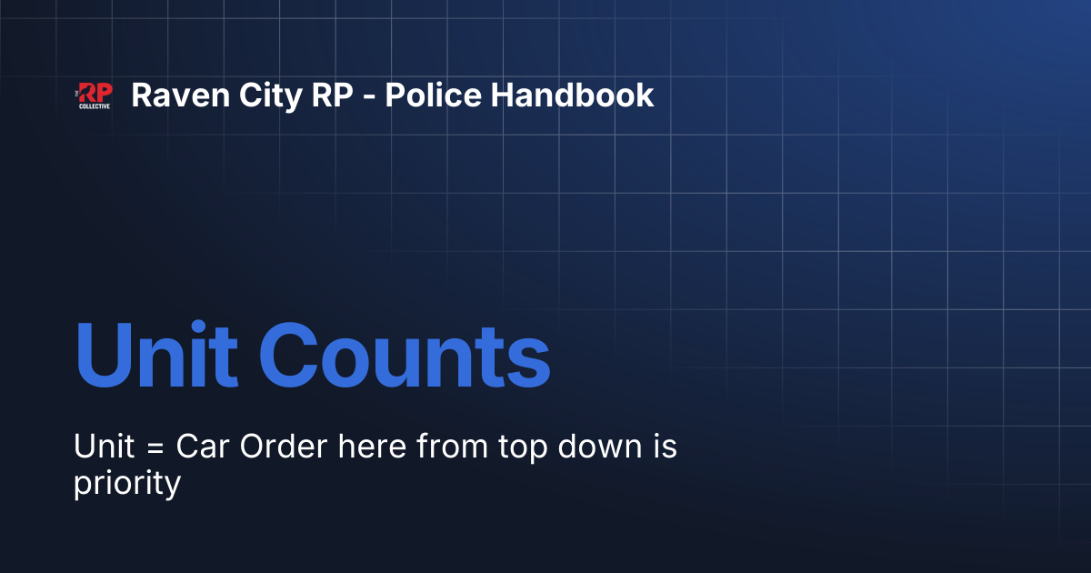 Unit Counts | Raven City RP - Police Handbook